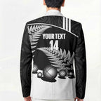 Custom New Zealand Silver Fern Petanque Blazer Aotearoa Maori Pattern