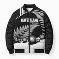 Custom New Zealand Silver Fern Petanque Bomber Puffer Jacket Aotearoa Maori Pattern