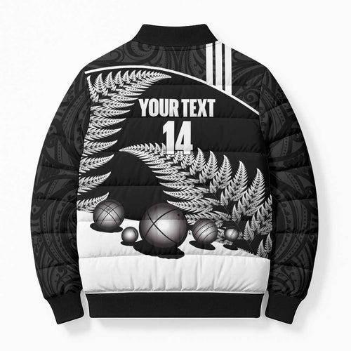 Custom New Zealand Silver Fern Petanque Bomber Puffer Jacket Aotearoa Maori Pattern