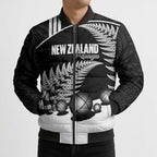 Custom New Zealand Silver Fern Petanque Bomber Puffer Jacket Aotearoa Maori Pattern
