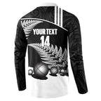 Custom New Zealand Silver Fern Petanque Button Sweatshirt Aotearoa Maori Pattern
