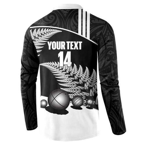 Custom New Zealand Silver Fern Petanque Button Sweatshirt Aotearoa Maori Pattern