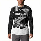 Custom New Zealand Silver Fern Petanque Button Sweatshirt Aotearoa Maori Pattern