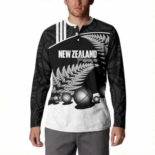 Custom New Zealand Silver Fern Petanque Button Sweatshirt Aotearoa Maori Pattern