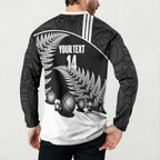 Custom New Zealand Silver Fern Petanque Button Sweatshirt Aotearoa Maori Pattern