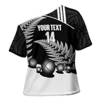 Custom New Zealand Silver Fern Petanque Cross Shoulder Shirt Aotearoa Maori Pattern