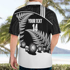 Custom New Zealand Silver Fern Petanque Hawaiian Shirt Aotearoa Maori Pattern