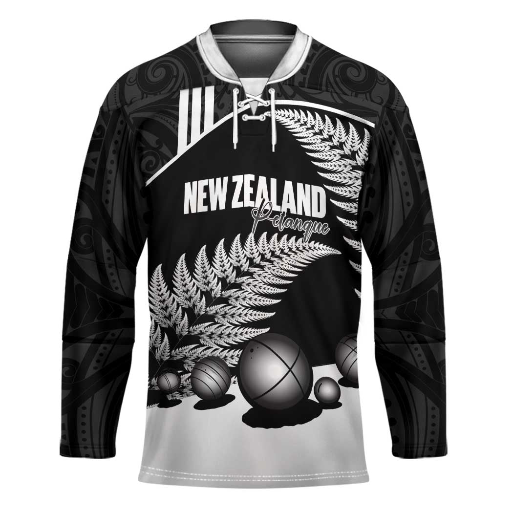 Custom New Zealand Silver Fern Petanque Hockey Jersey Aotearoa Maori Pattern