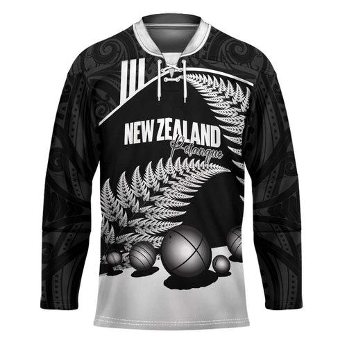 Custom New Zealand Silver Fern Petanque Hockey Jersey Aotearoa Maori Pattern
