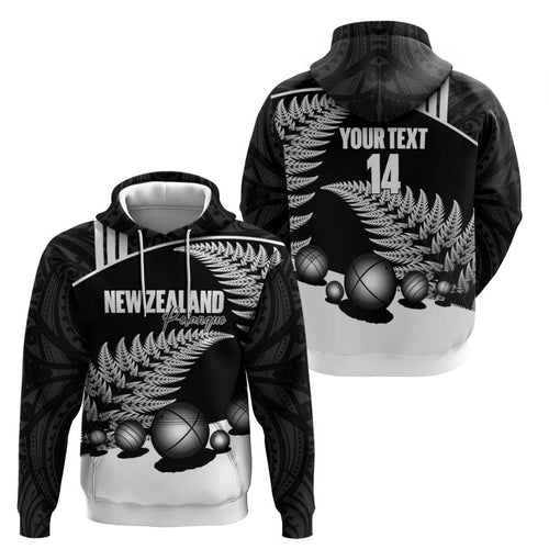 Custom New Zealand Silver Fern Petanque Hoodie Aotearoa Maori Pattern