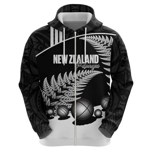 Custom New Zealand Silver Fern Petanque Hoodie Aotearoa Maori Pattern