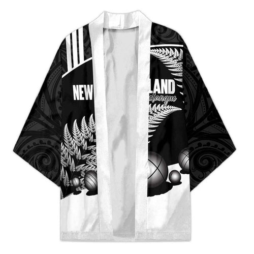 Custom New Zealand Silver Fern Petanque Kimono Aotearoa Maori Pattern