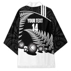 Custom New Zealand Silver Fern Petanque Kimono Aotearoa Maori Pattern