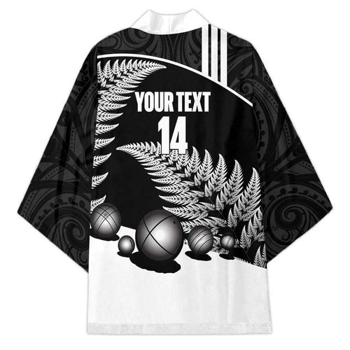 Custom New Zealand Silver Fern Petanque Kimono Aotearoa Maori Pattern