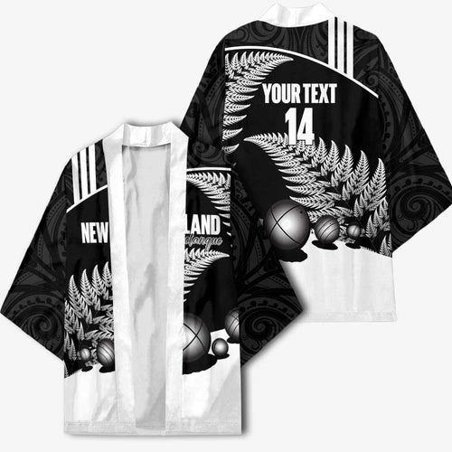 Custom New Zealand Silver Fern Petanque Kimono Aotearoa Maori Pattern