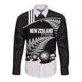Custom New Zealand Silver Fern Petanque Long Sleeve Button Shirt Aotearoa Maori Pattern