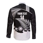 Custom New Zealand Silver Fern Petanque Long Sleeve Button Shirt Aotearoa Maori Pattern