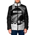 Custom New Zealand Silver Fern Petanque Padded Jacket Aotearoa Maori Pattern