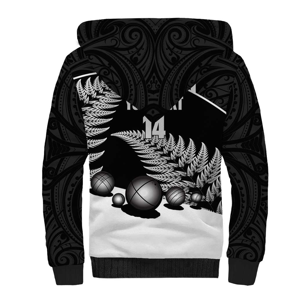 Custom New Zealand Silver Fern Petanque Sherpa Hoodie Aotearoa Maori Pattern