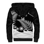 Custom New Zealand Silver Fern Petanque Sherpa Hoodie Aotearoa Maori Pattern