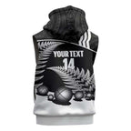 Custom New Zealand Silver Fern Petanque Sleeveless Hoodie Aotearoa Maori Pattern