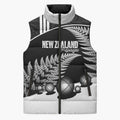 Custom New Zealand Silver Fern Petanque Sleeveless Puffer Jacket Aotearoa Maori Pattern