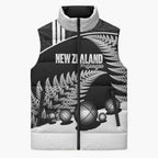 Custom New Zealand Silver Fern Petanque Sleeveless Puffer Jacket Aotearoa Maori Pattern