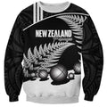 Custom New Zealand Silver Fern Petanque Sweatshirt Aotearoa Maori Pattern