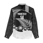 Custom New Zealand Silver Fern Petanque Women Casual Shirt Aotearoa Maori Pattern