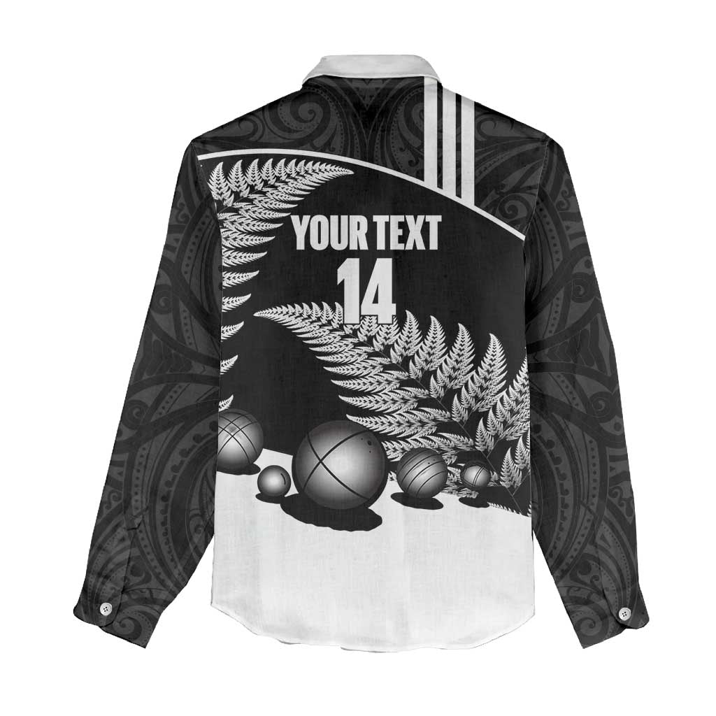 Custom New Zealand Silver Fern Petanque Women Casual Shirt Aotearoa Maori Pattern