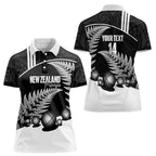 Custom New Zealand Silver Fern Petanque Women Polo Shirt Aotearoa Maori Pattern