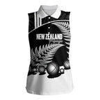 Custom New Zealand Silver Fern Petanque Women Sleeveless Polo Shirt Aotearoa Maori Pattern