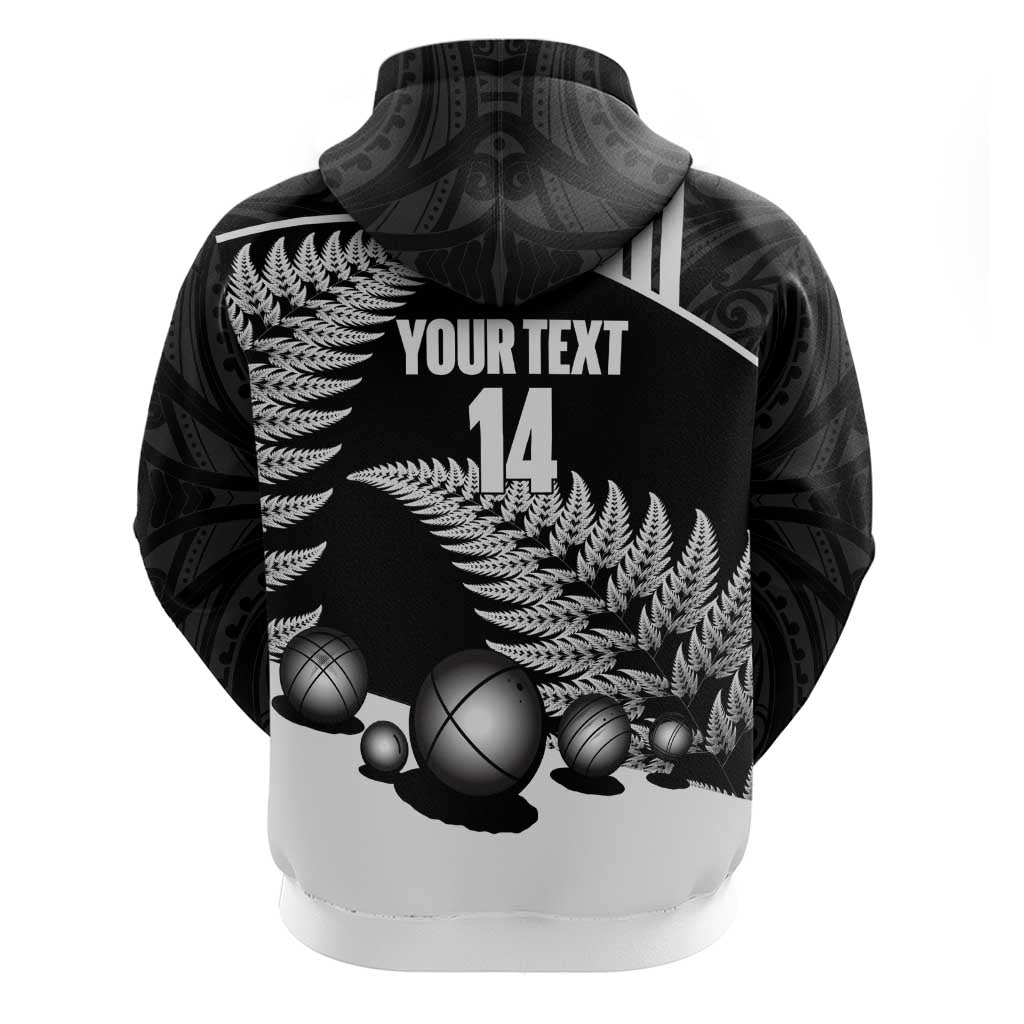 Custom New Zealand Silver Fern Petanque Zip Hoodie Aotearoa Maori Pattern