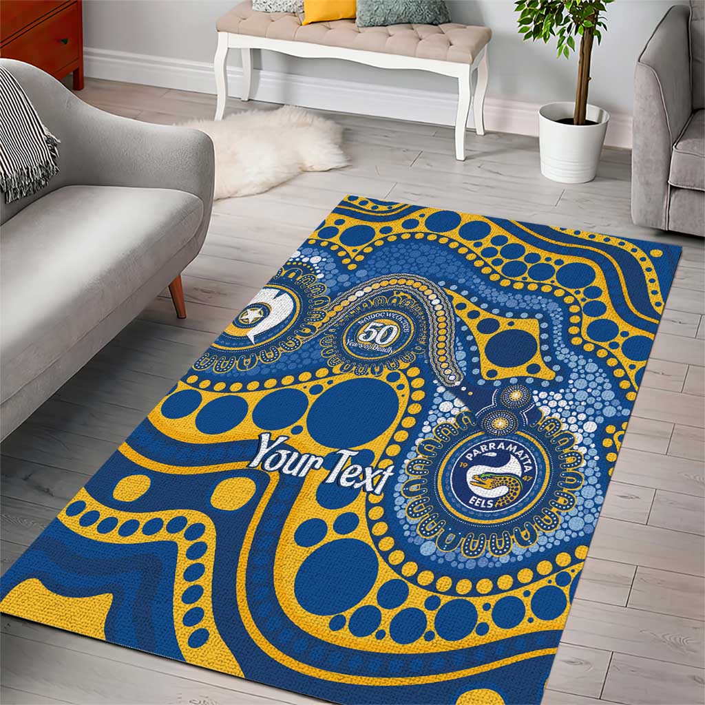 Eels NAIDOC Week 2026 Personalised Area Rug 50 Years of Deadly Aboriginal Art