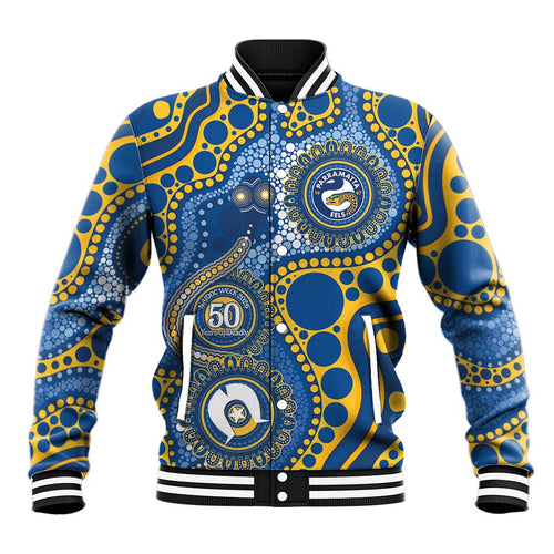 Eels NAIDOC Week 2026 Personalised Baseball Jacket 50 Years of Deadly Aboriginal Art