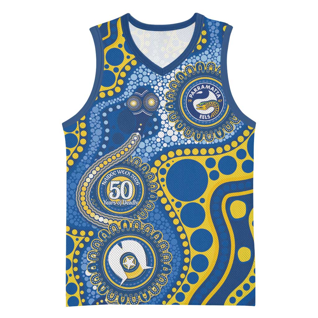 Eels NAIDOC Week 2026 Personalised Basketball Jersey 50 Years of Deadly Aboriginal Art