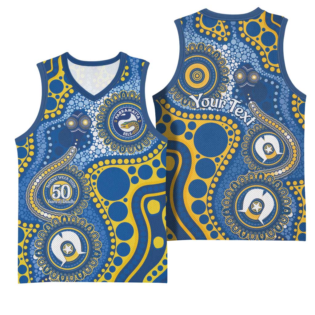 Eels NAIDOC Week 2026 Personalised Basketball Jersey 50 Years of Deadly Aboriginal Art