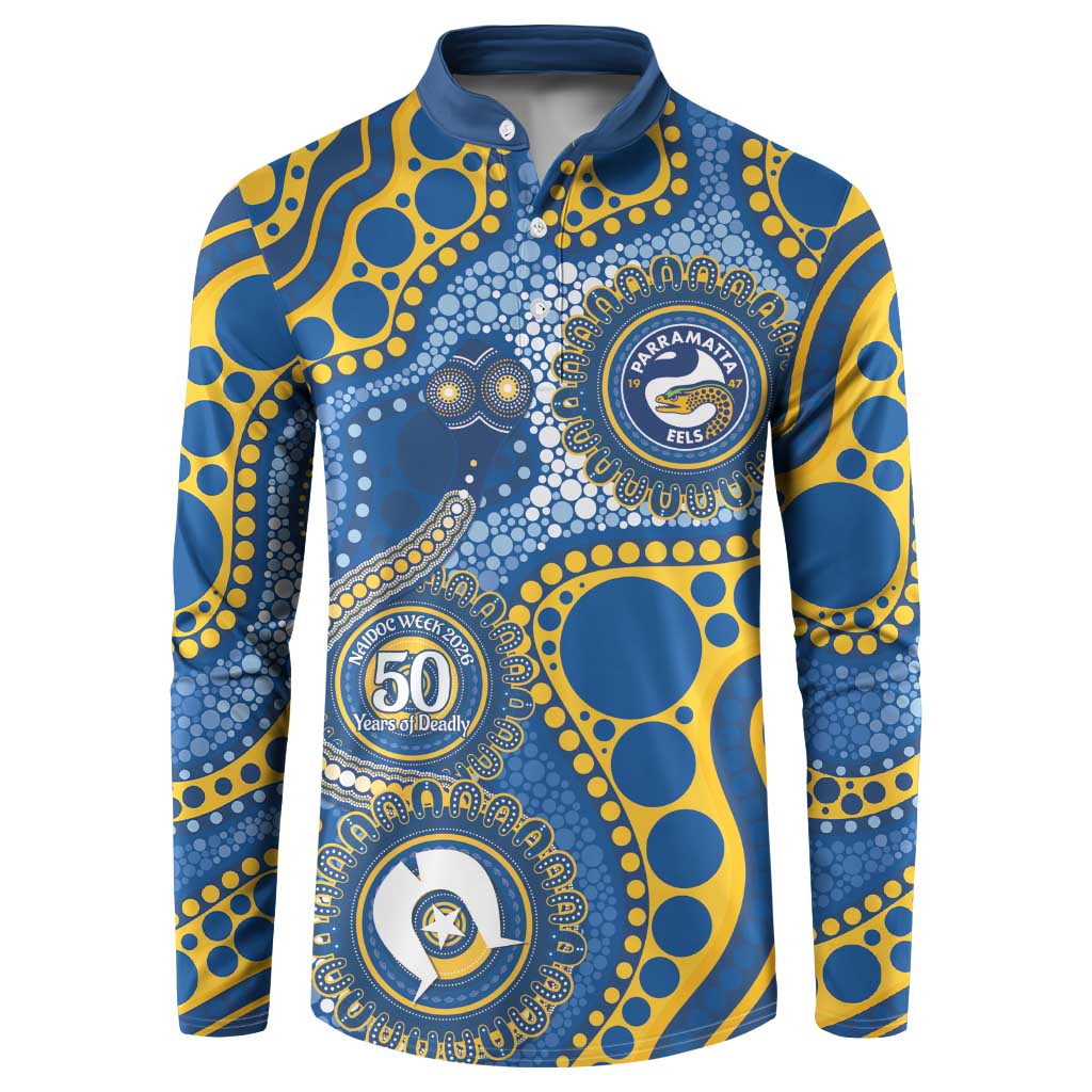 Eels NAIDOC Week 2026 Personalised Button Sweatshirt 50 Years of Deadly Aboriginal Art