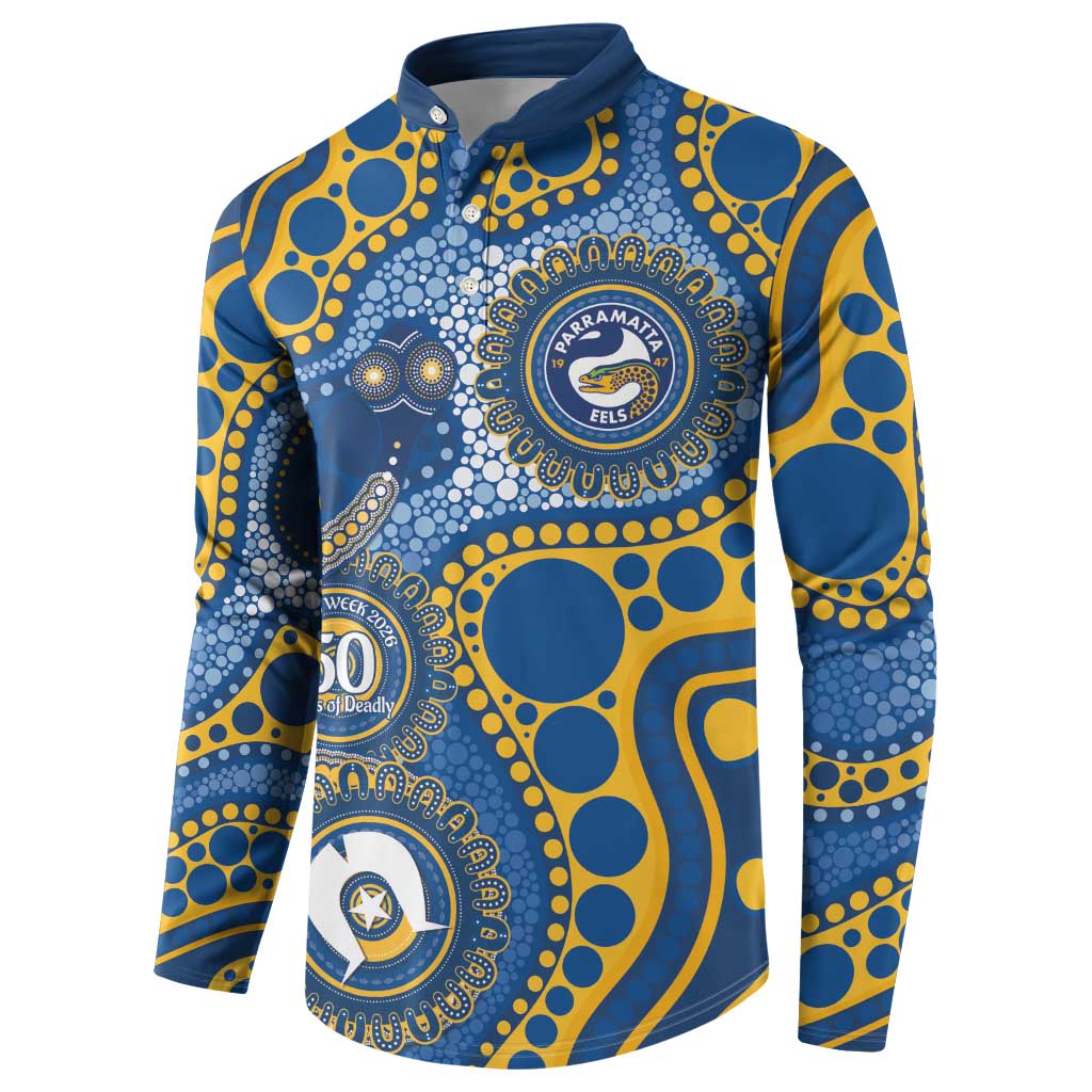Eels NAIDOC Week 2026 Personalised Button Sweatshirt 50 Years of Deadly Aboriginal Art