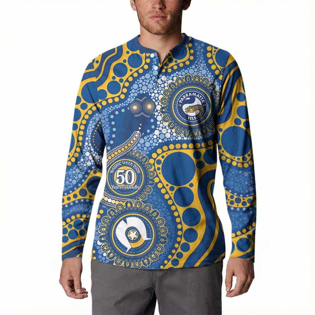 Eels NAIDOC Week 2026 Personalised Button Sweatshirt 50 Years of Deadly Aboriginal Art
