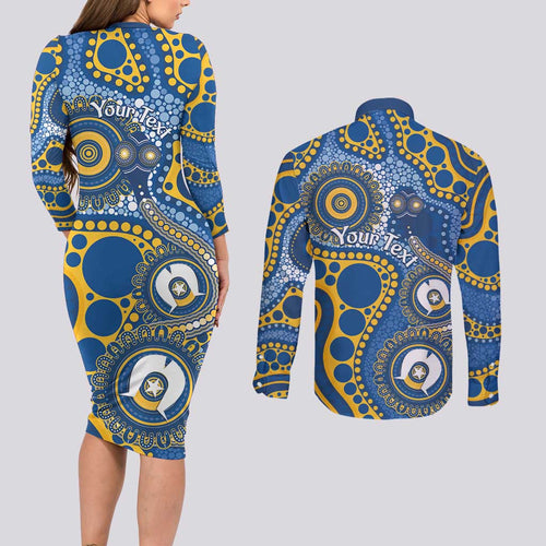 Eels NAIDOC Week 2026 Personalised Couples Matching Long Sleeve Bodycon Dress and Long Sleeve Button Shirt 50 Years of Deadly Aboriginal Art