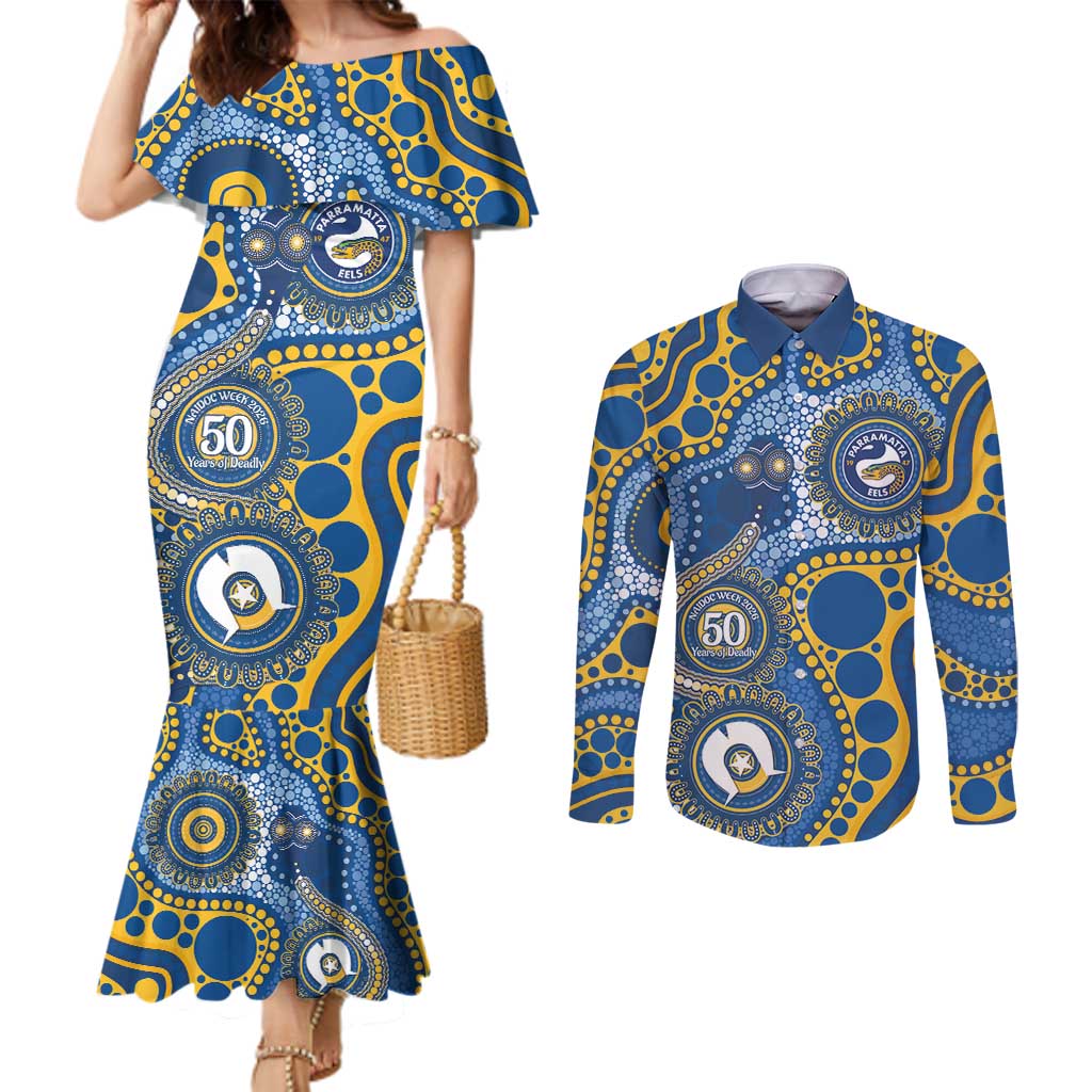Eels NAIDOC Week 2026 Personalised Couples Matching Mermaid Dress and Long Sleeve Button Shirt 50 Years of Deadly Aboriginal Art