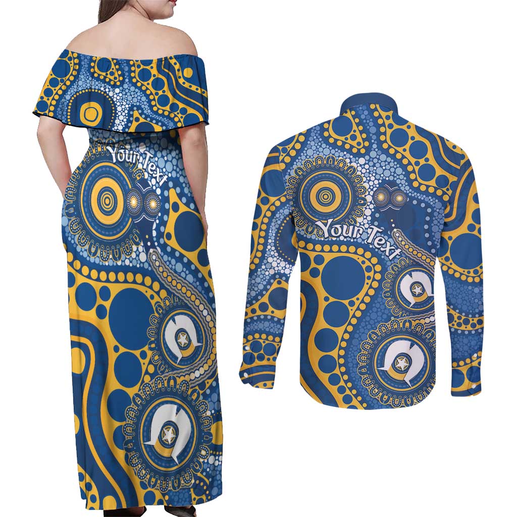 Eels NAIDOC Week 2026 Personalised Couples Matching Off Shoulder Maxi Dress and Long Sleeve Button Shirt 50 Years of Deadly Aboriginal Art