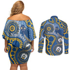 Eels NAIDOC Week 2026 Personalised Couples Matching Off Shoulder Short Dress and Long Sleeve Button Shirt 50 Years of Deadly Aboriginal Art