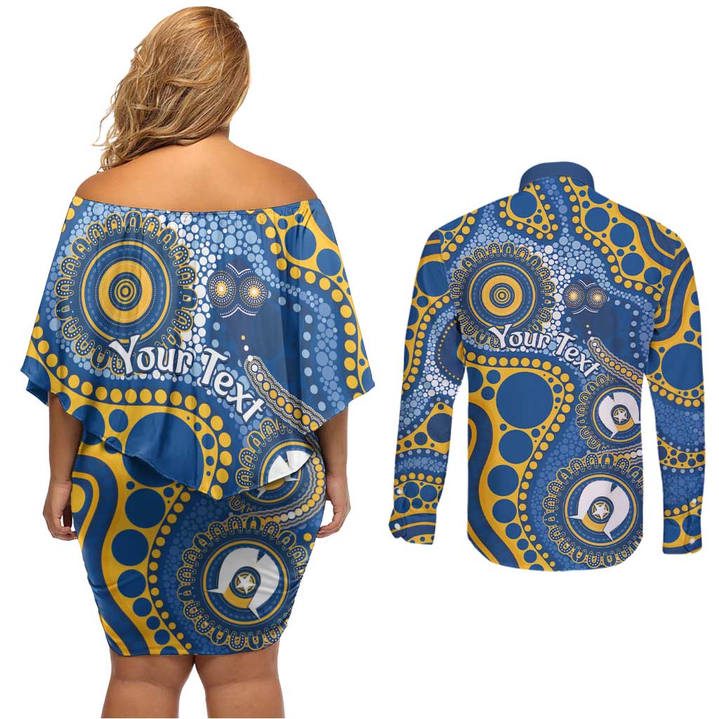 Eels NAIDOC Week 2026 Personalised Couples Matching Off Shoulder Short Dress and Long Sleeve Button Shirt 50 Years of Deadly Aboriginal Art