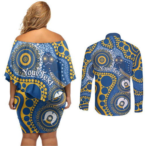 Eels NAIDOC Week 2026 Personalised Couples Matching Off Shoulder Short Dress and Long Sleeve Button Shirt 50 Years of Deadly Aboriginal Art