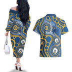 Eels NAIDOC Week 2026 Personalised Couples Matching Off The Shoulder Long Sleeve Dress and Hawaiian Shirt 50 Years of Deadly Aboriginal Art