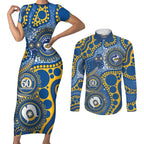 Eels NAIDOC Week 2026 Personalised Couples Matching Short Sleeve Bodycon Dress and Long Sleeve Button Shirt 50 Years of Deadly Aboriginal Art