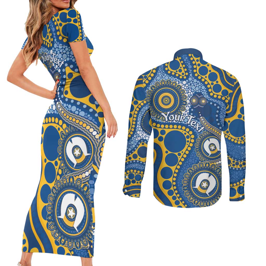Eels NAIDOC Week 2026 Personalised Couples Matching Short Sleeve Bodycon Dress and Long Sleeve Button Shirt 50 Years of Deadly Aboriginal Art