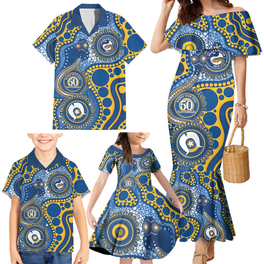 Eels NAIDOC Week 2026 Personalised Family Matching Mermaid Dress and Hawaiian Shirt 50 Years of Deadly Aboriginal Art
